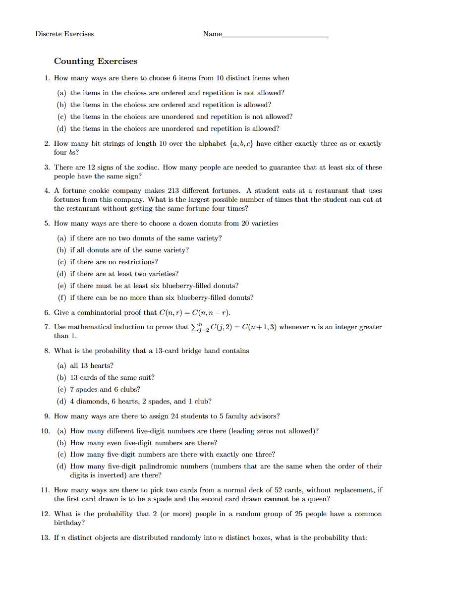 Distinguishable Answer Discrete Exercises Name Counting Exercises 1. How many ways are there ...