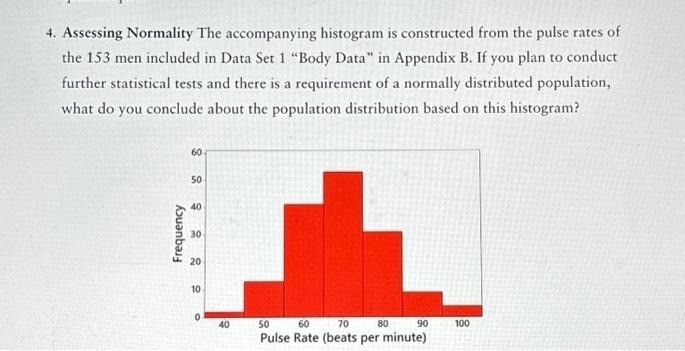 4. Assessing Normality The accompanying histogram is constructed from ...