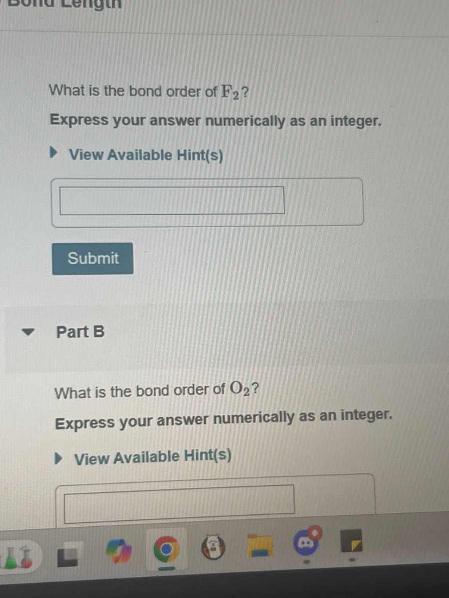 what is the bond order of mathrmf2 express your answer numerically as ...