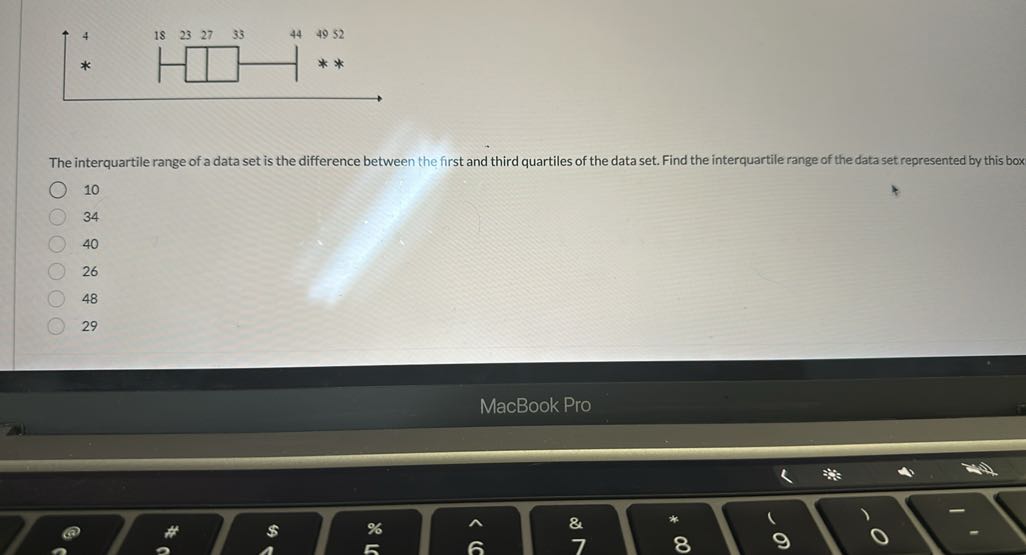 The interquartile range of a data set is the difference between the ...