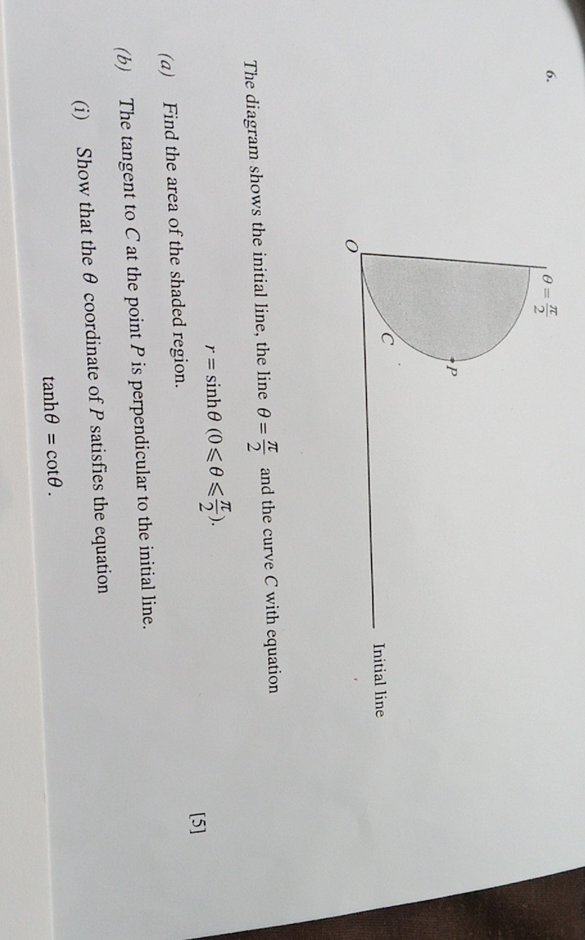 [GET ANSWER] 6. The diagram shows the initial line, the line θ=(π)/(2 ...