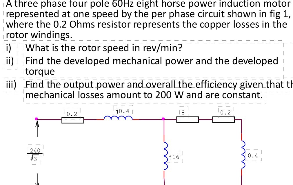 A three phase four pole 60Hz eight horse power induction motor ...