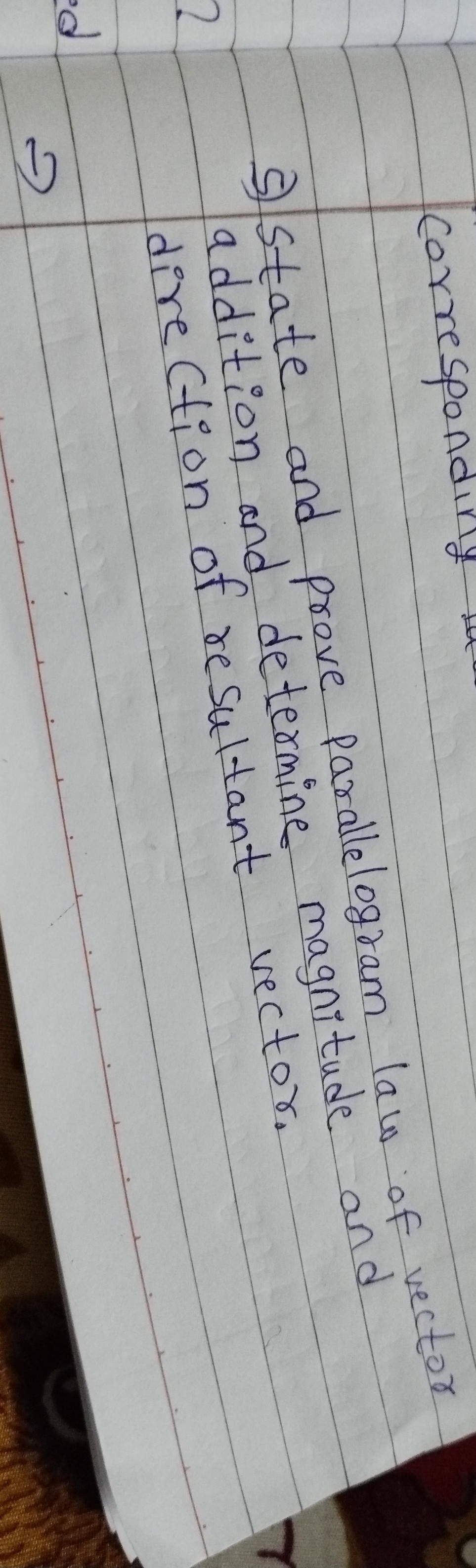 State And Prove Parallelogram Law Of Vector Addition