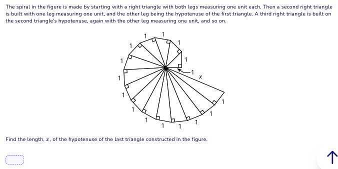 The spiral in the figure is made by starting with a right triangle with ...
