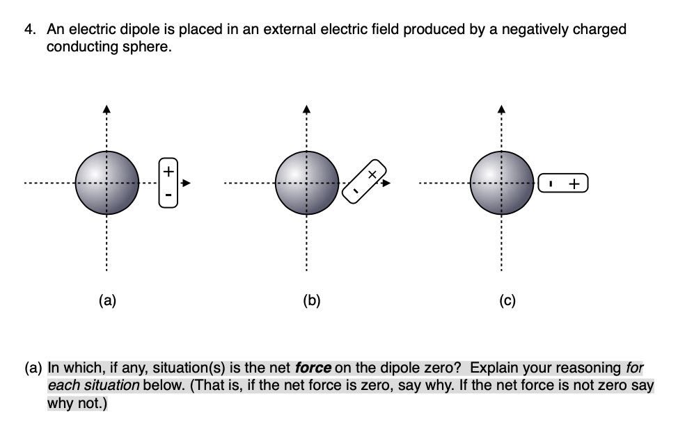 4 an electric dipole is placed in an external electric field produced ...
