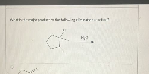 What is the major product to the following elimination reaction?
Cl
