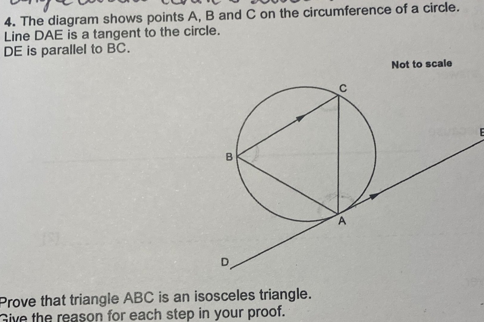 4. The diagram shows points A, B and C on the circumference of a circle ...