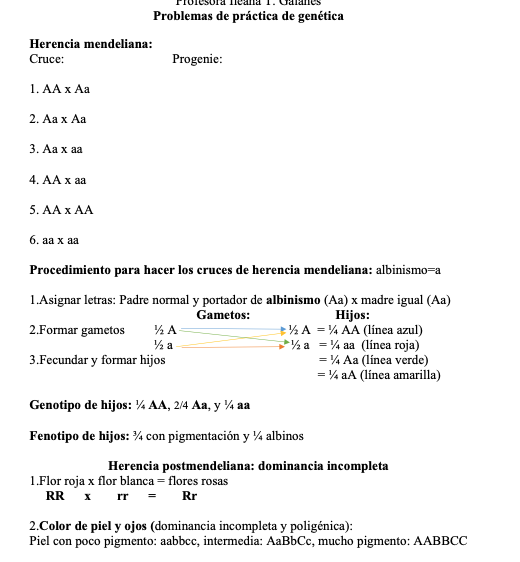 Progenie Problemas de práctica de genética Herencia mendeliana: Cruce: Progenie ...