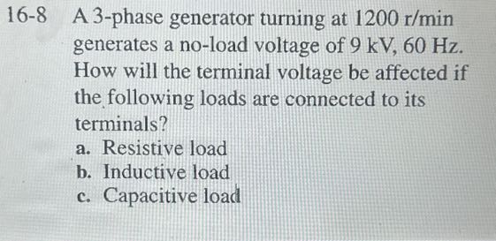 16-8 A 3-phase generator turning at 1200 r / min generates a no-load ...