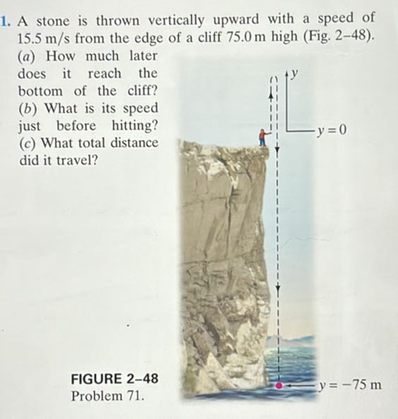 1. A stone is thrown vertically upward with a speed of 15.5 m / s from ...