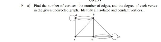 9 a find the number of vertices the number of edges and the degree of ...