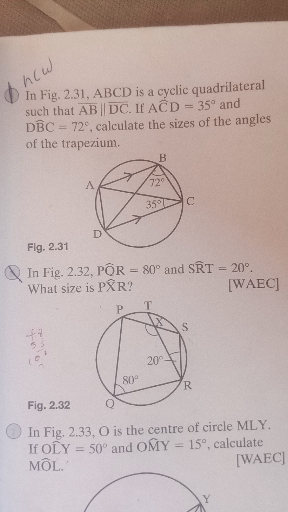 [GET ANSWER] dhcw In Fig. 2.31, ABCD is a cyclic quadrilateral such ...