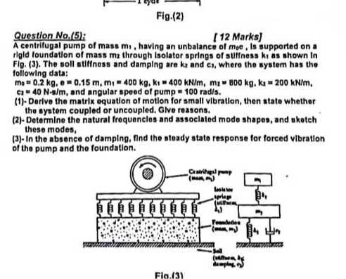 Fig.(2) Question No.(5): [ 12 Marks] A centrifugal pump of mass mm ...