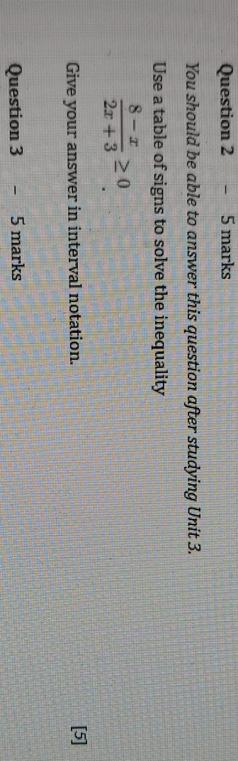 Question 2 5 marks You should be able to answer this question after ...