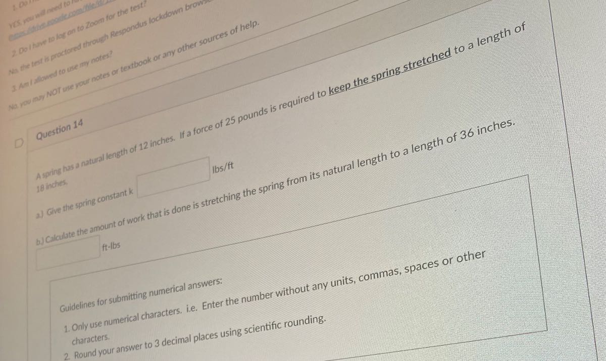 3. Anl nor Nor were nar notes Question 14 1, Give the spring constant k ...