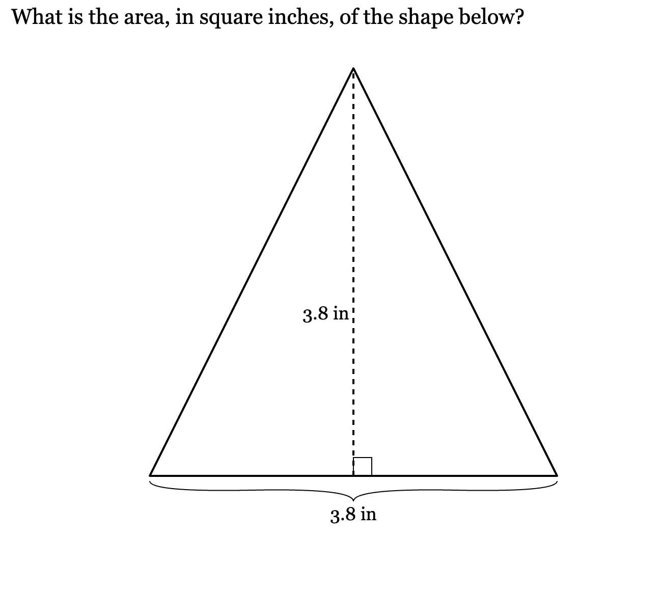 What is the area, in square inches, of the shape below?