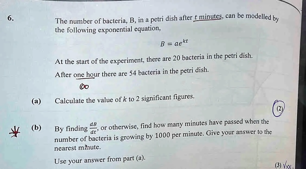 VIDEO solution 6. The number of bacteria, B, in a petri dish after t
