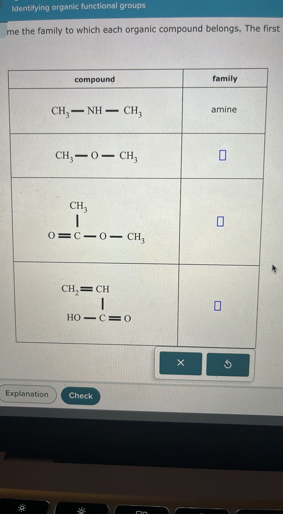 Identifying organic functional groups me the family to which each ...