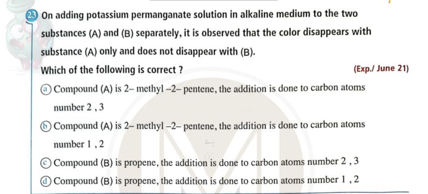 (23) On adding potassium permanganate solution in alkaline medium to ...