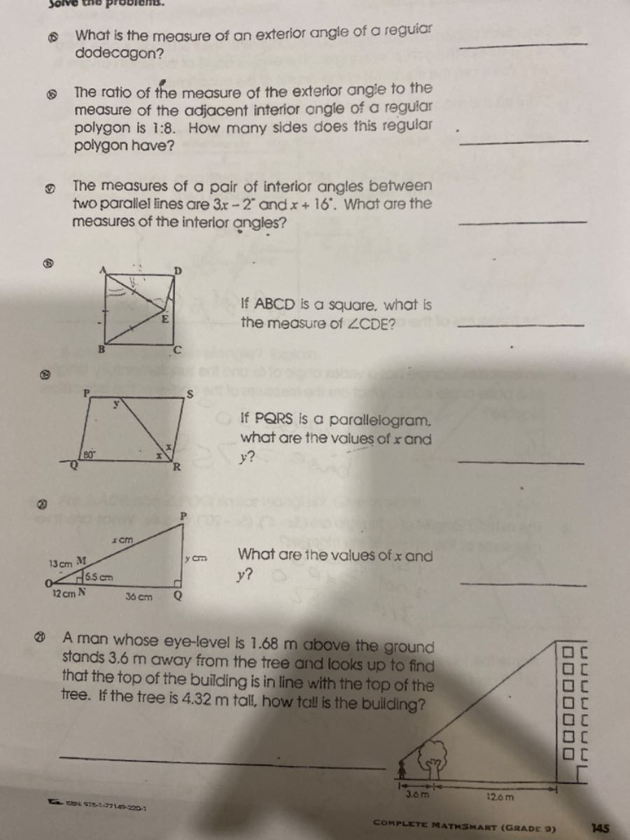 ( What is the measure of an exterior angle of a reguiar dodecagon? (2