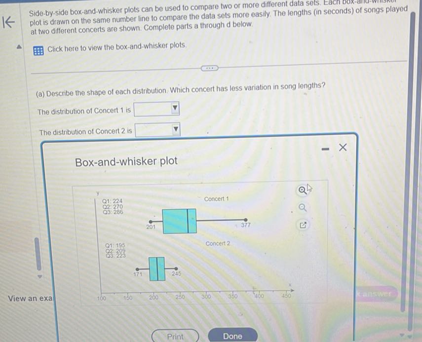 Side-by-side box-and-whisker plots can be used to compare two or more ...