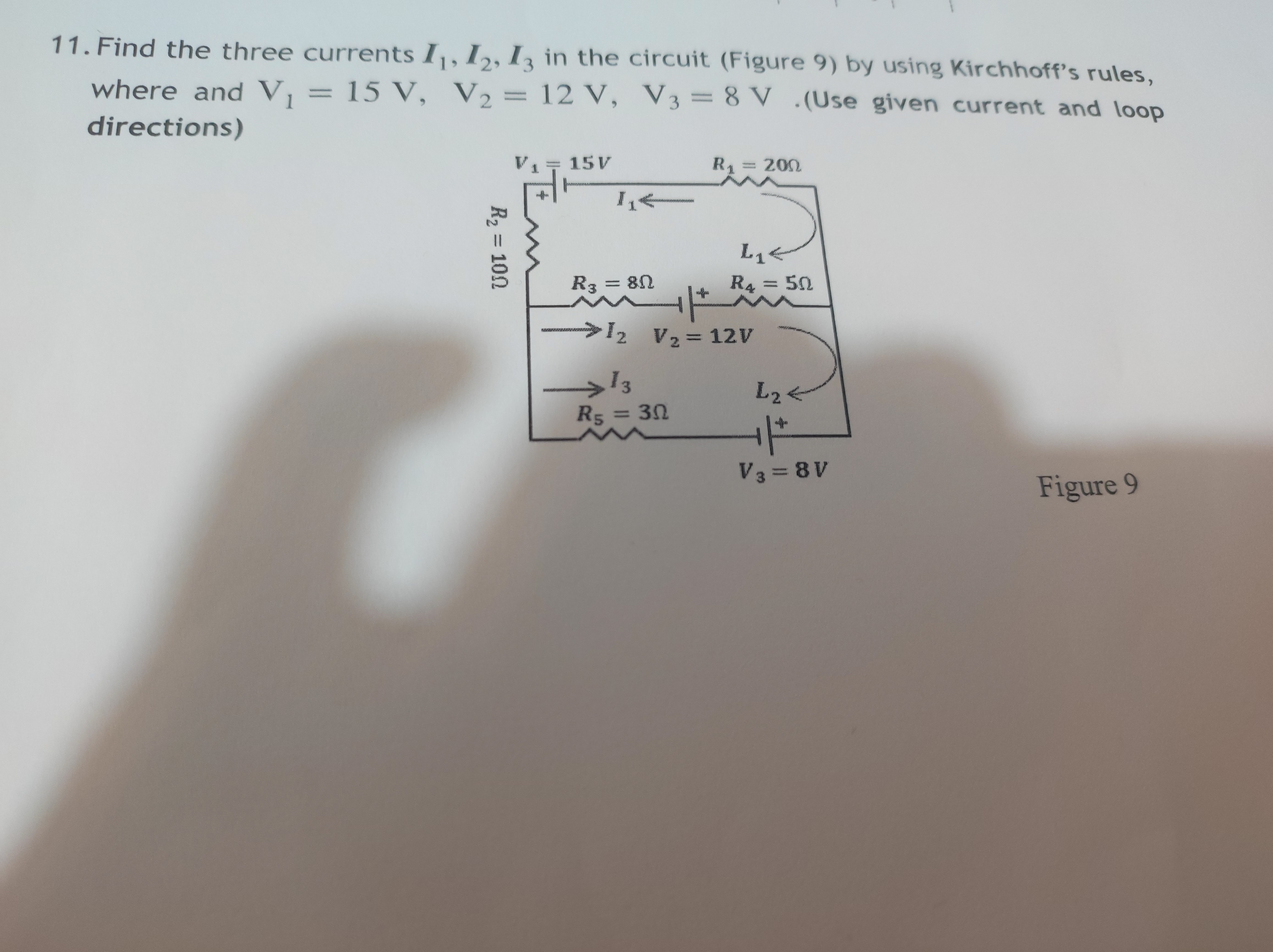 Solved Find The Three Currents In The Circuit Figure 9 By Using