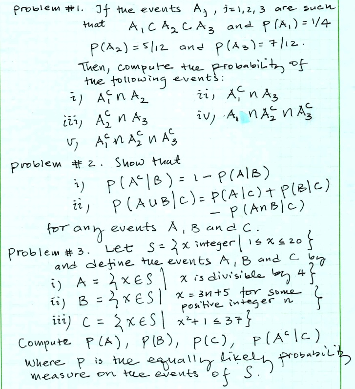 Solved Problew I Jf Tue Events P J 1 2 3 Ere Sucl Tuat Aic Az A A3 Ana R K V4 P Az 5h2 Ana P As 2 Then Compute Tue