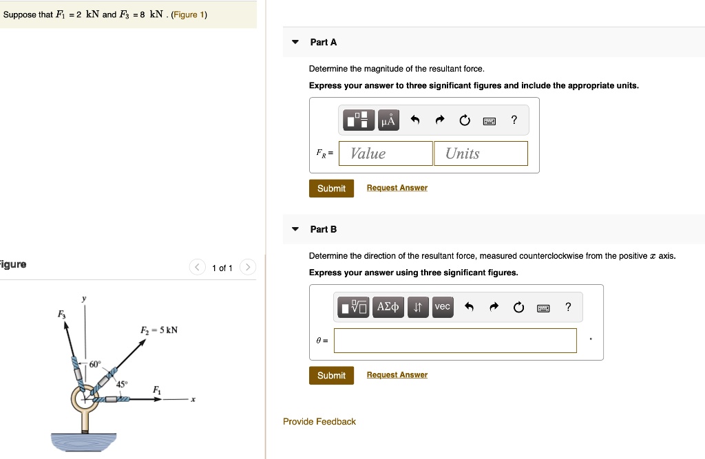 Solved Suppose That F1 2 Kn And F3 8 Kn Figure 1 Part A