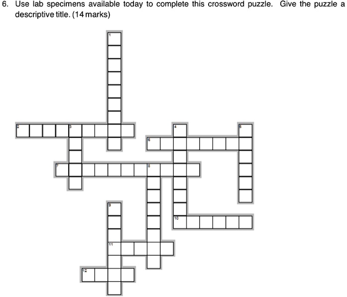 SOLVED Use lab specimens available today to complete this crossword