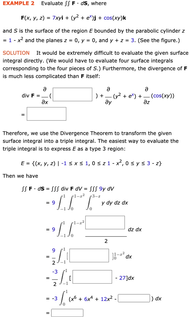 Solved Example 2 Evaluate Sf F Ds Where F X Y 2 Zxyi Y2 Ex J Cos Xy K And S Is The