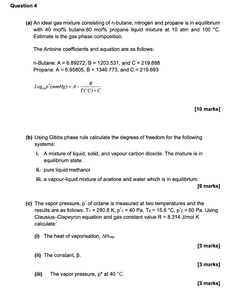 SOLVED An ideal gas mixture consisting of nbutane, nitrogen, and