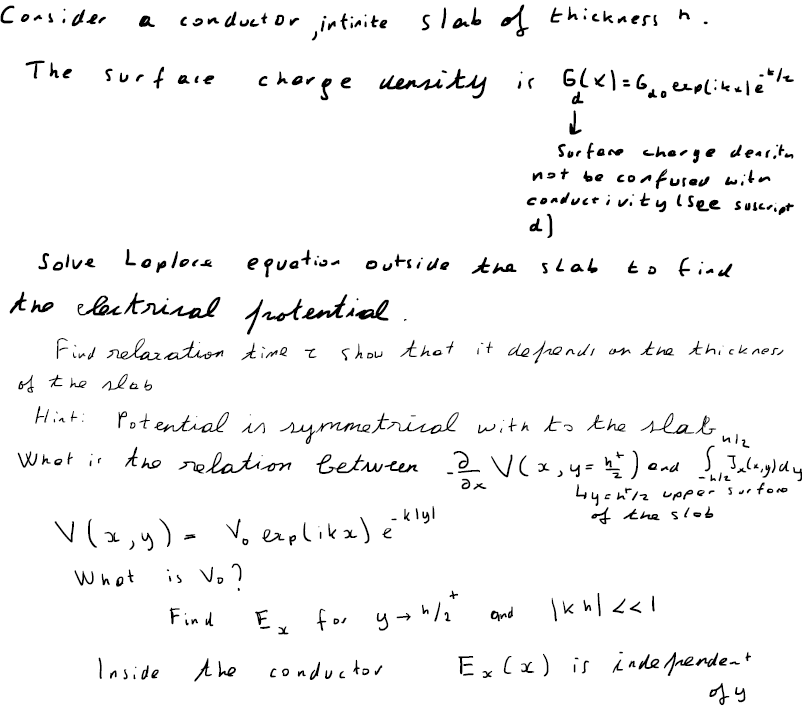 Solved Consider A Conductor Intinite Slab Of Thickness H Solve Loploce Equation Outside The