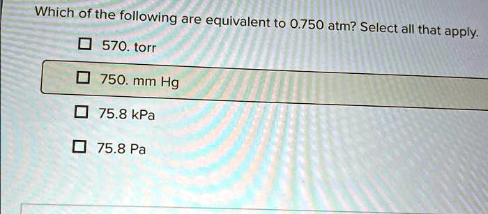 750 mm 2025 hg to atm