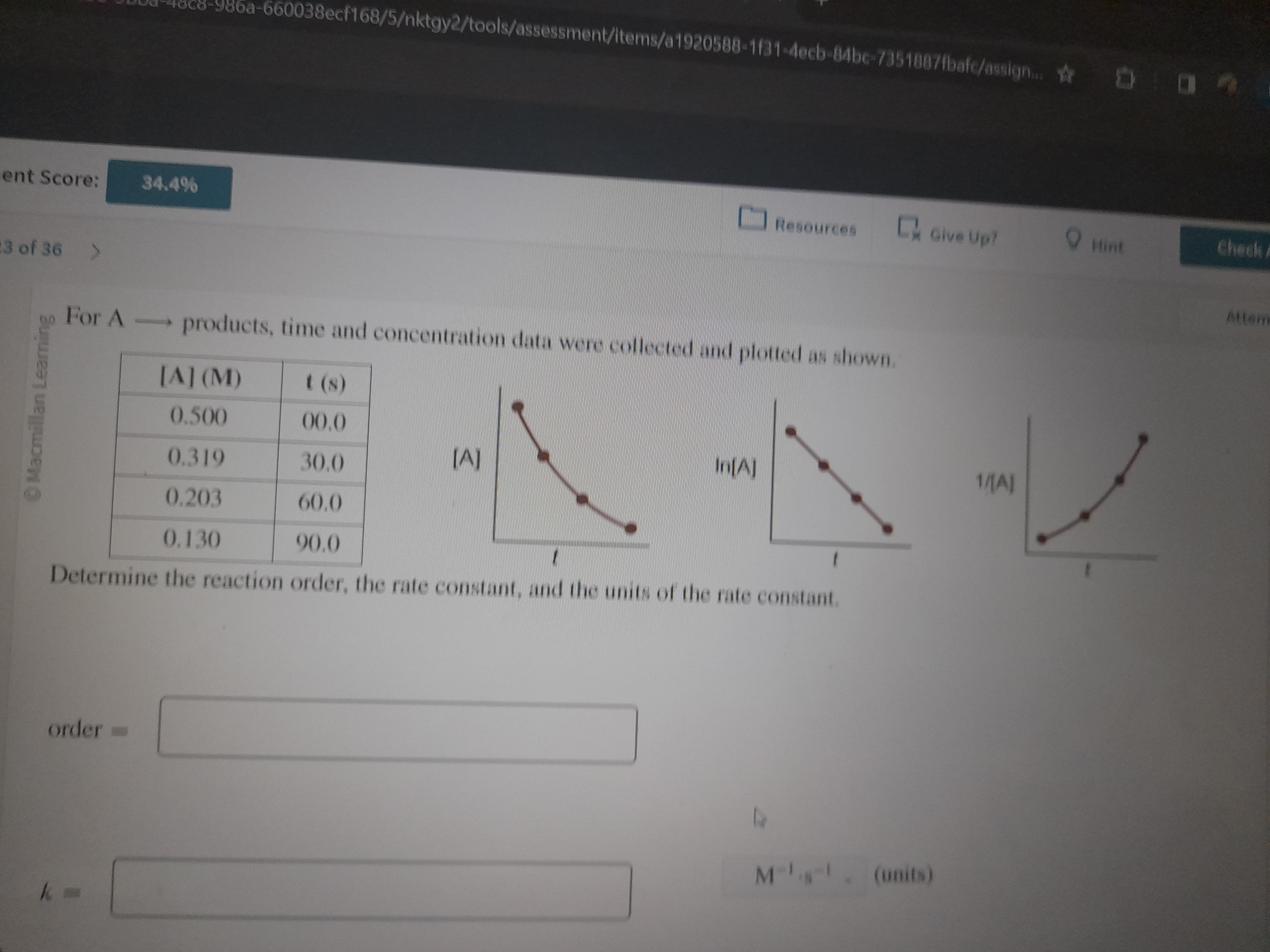 (2)/(4) For A products, time and concentration data were collected and ...