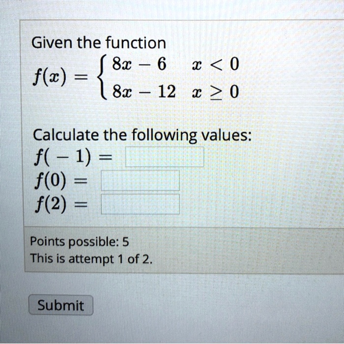 SOLVED: Given the function 8a 6 1