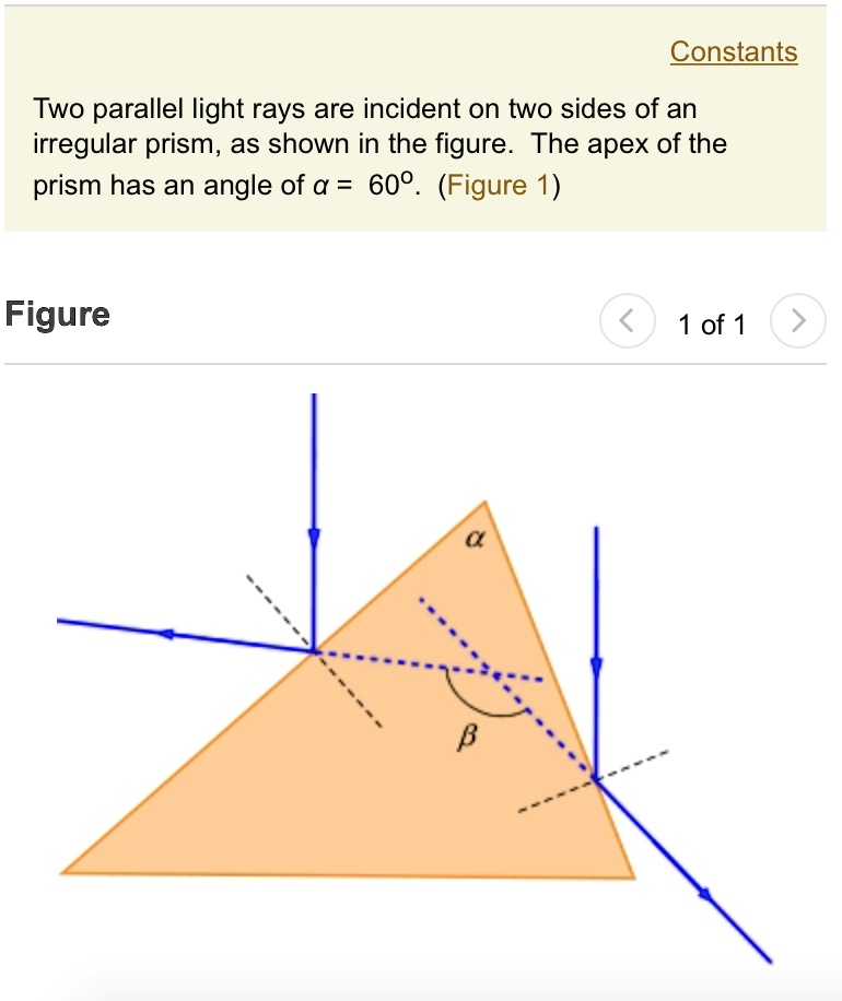 Constants Two parallel light rays are incident on two sides of an ...