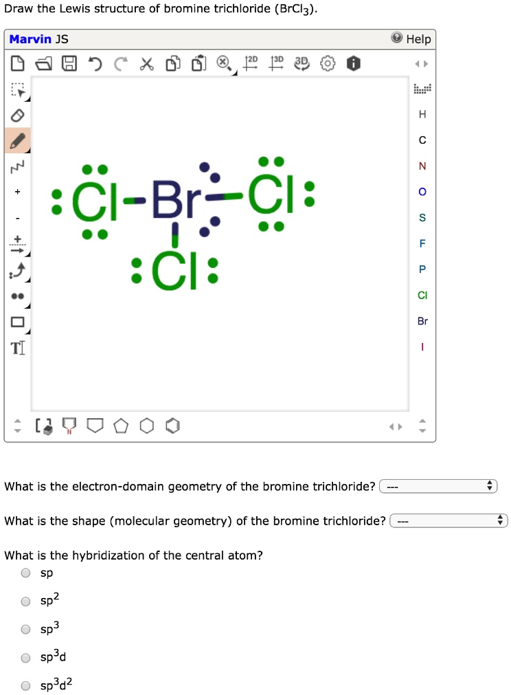 SOLVED Draw the Lewis structure of bromine trichloride (BrCl3) Marvin