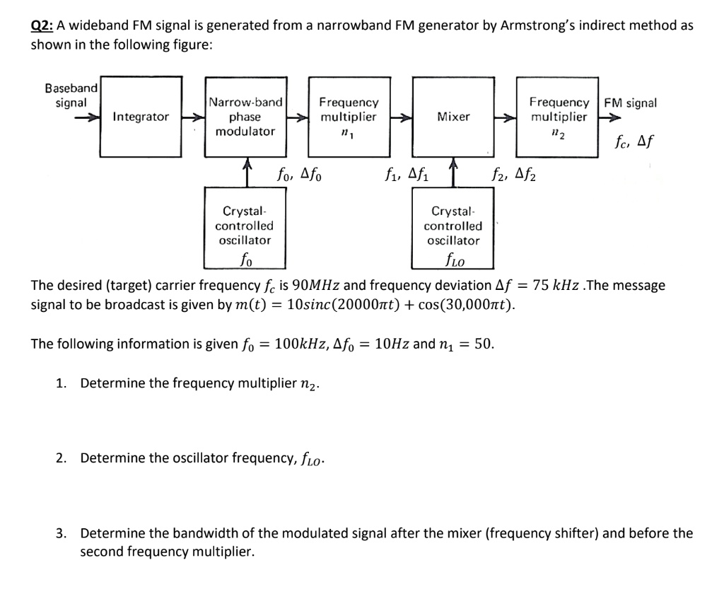 SOLVED: 02: A Wideband FM Signal Is Generated From A Narrowband FM ...