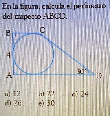 SOLVED: En la figura, calcula el valor del perímetro del trapecio ABCD ...