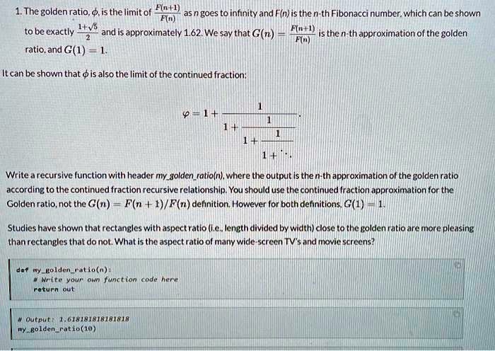 SOLVED: Texts: python As n goes to infinity and F(n) is the n-th ...