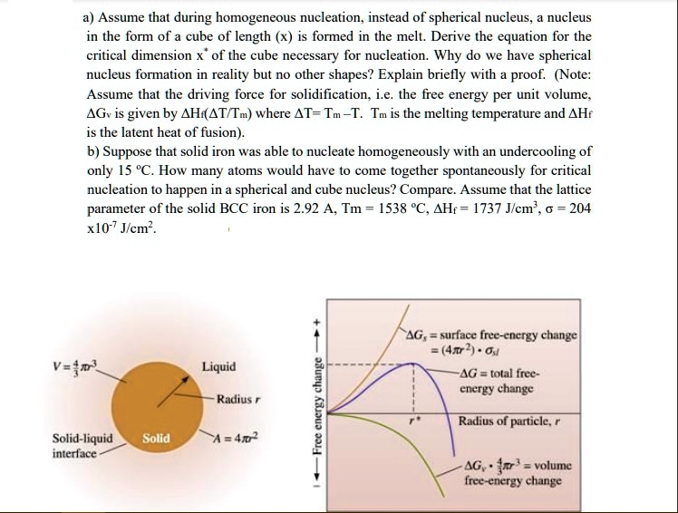 SOLVED: Assume that during homogeneous nucleation, instead of a ...