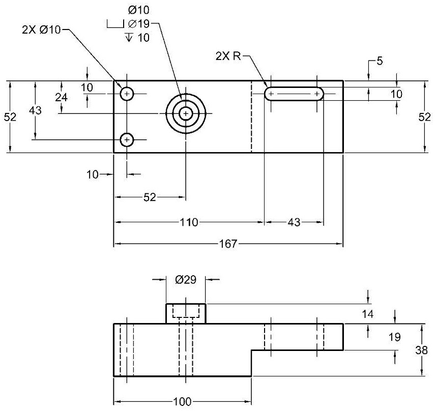 SOLVED: Draw the following object in AutoCAD, converting the front view ...