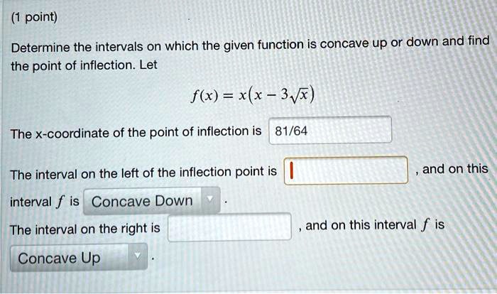 point determine the intervals on which the given function is concave up ...