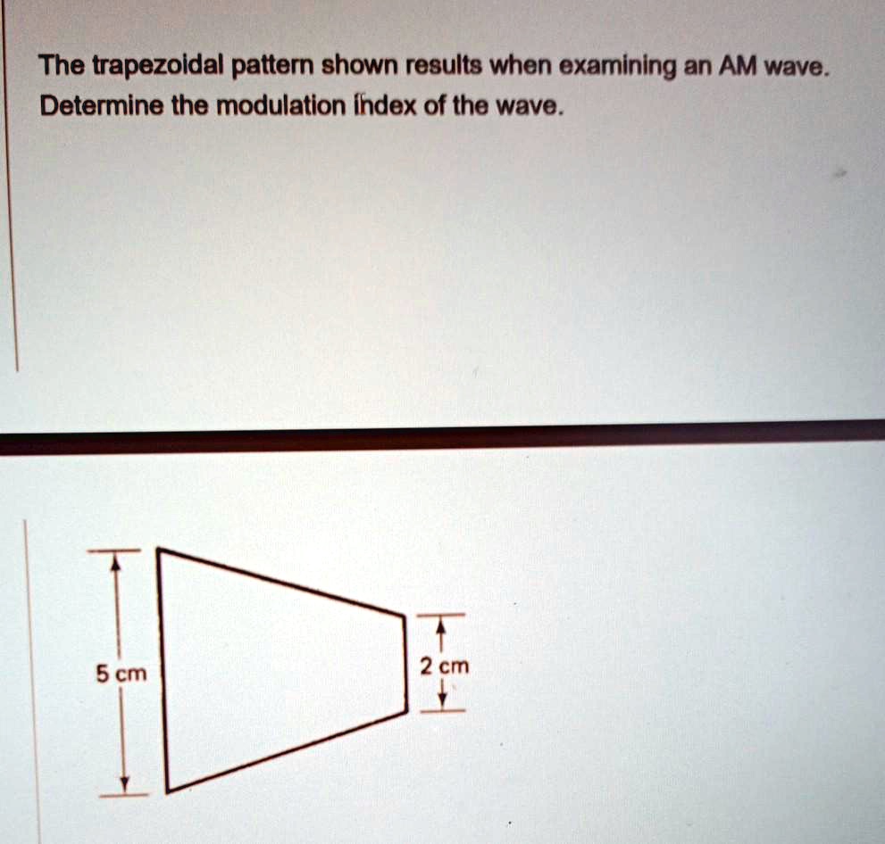 The trapezoidal pattern shown results when examining an AM wave ...