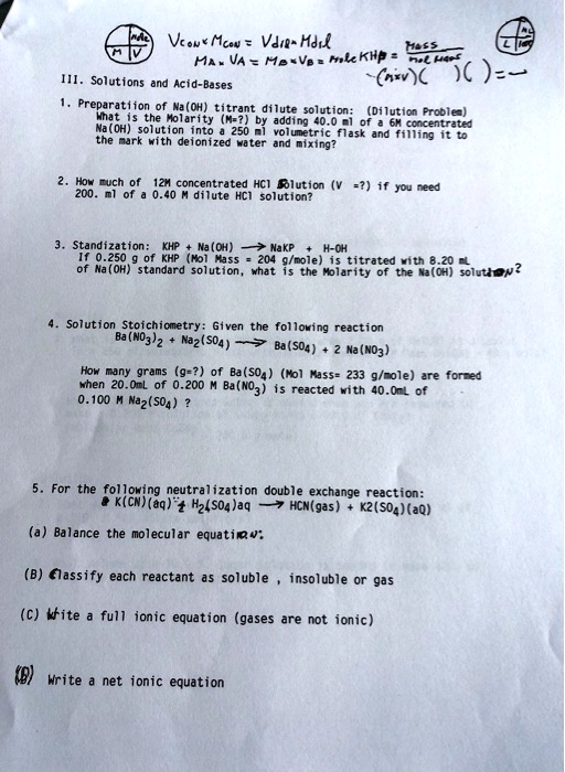 Solved Vcav Cea Vdm Hd K 04 Ha Va He Ve Ikkhp 7044 Iv 9 Iii Solutions Acid Ba5e9 Preparatiion Oh Litrant Dilute Solution Nat Dilution Proble Mlarity Mz By Adding 40 0 Di Na
