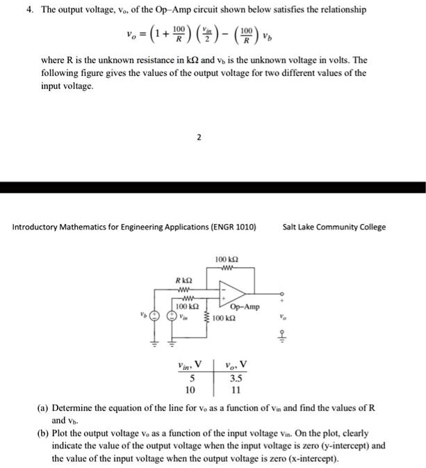 SOLVED 4. The output voltage, vo, of the OpAmp circuit shown below