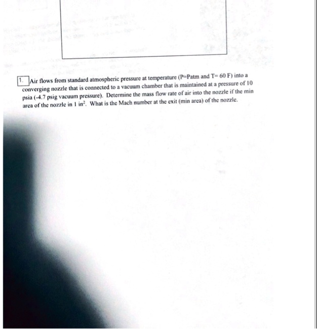 SOLVED: Air flows from standard atmospheric pressure at temperature (P ...