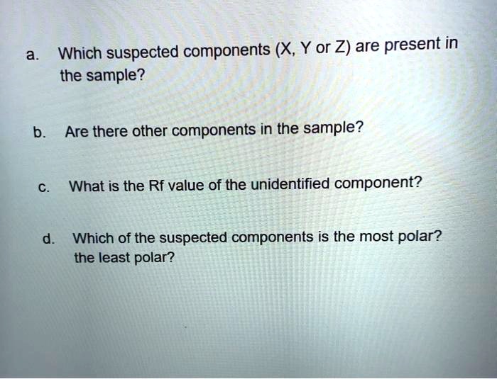 which suspected components x y or z are present in the sample are there