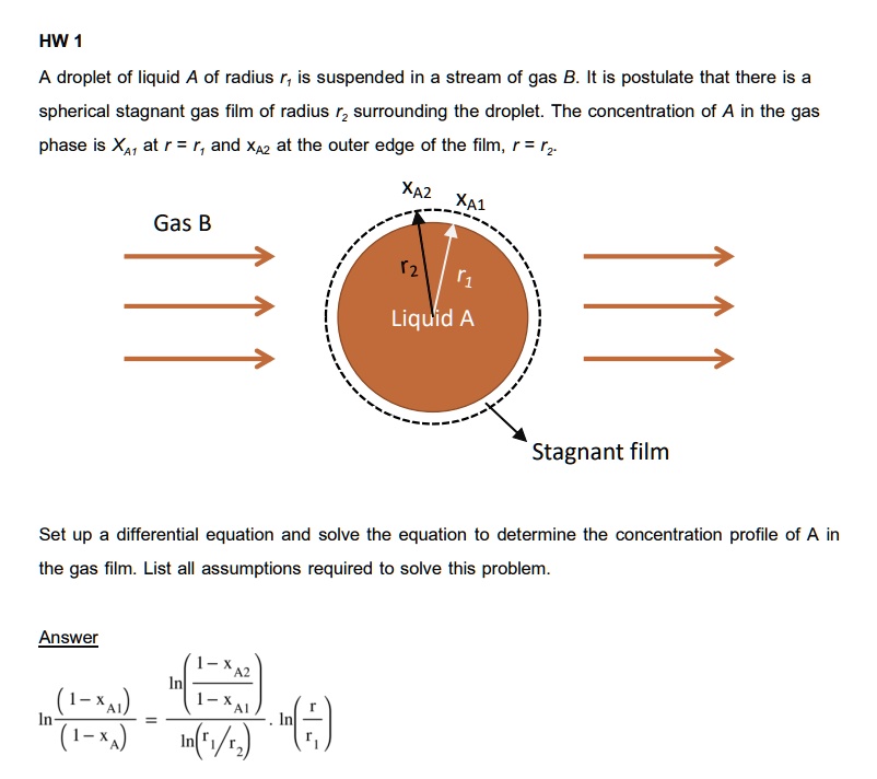 HW 1 A droplet of liquid A of radius r1 is suspended in a stream of gas ...