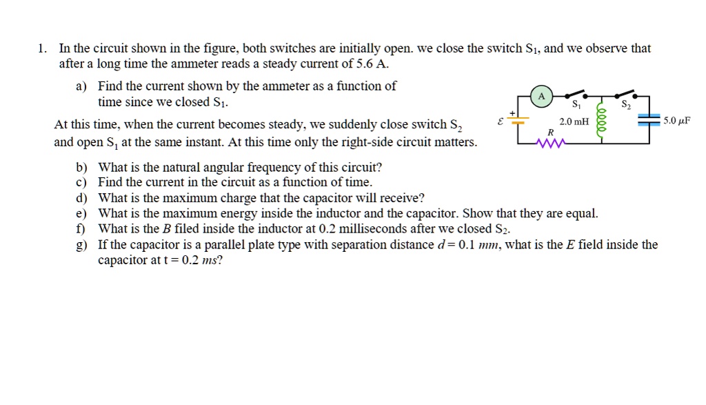 SOLVED In the circuit shown in the figure. both switches are initially